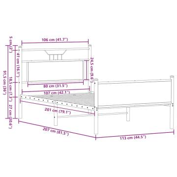 Sonoma Oak Bed Frame Without Mattress | 107x203 cm | HipoMarket