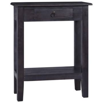 Elegant Black Console Table with Drawer - Solid Mahogany Design