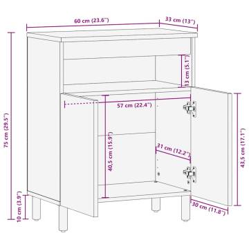 Brown Mango Wood Sideboard 60x33x75 cm - Stylish Storage