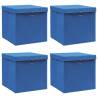 4 Pcs Blue Fabric Storage Boxes with Lids | HipoMarket