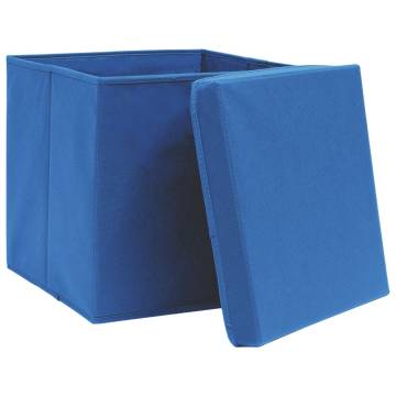 4 Pcs Blue Fabric Storage Boxes with Lids | HipoMarket