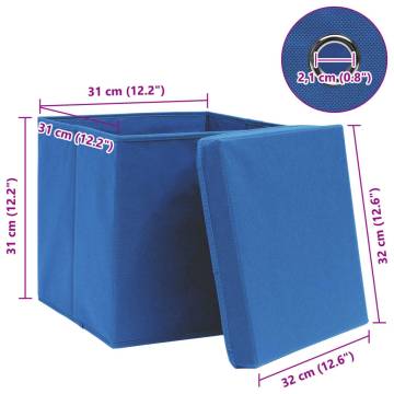 4 Pcs Blue Fabric Storage Boxes with Lids | HipoMarket