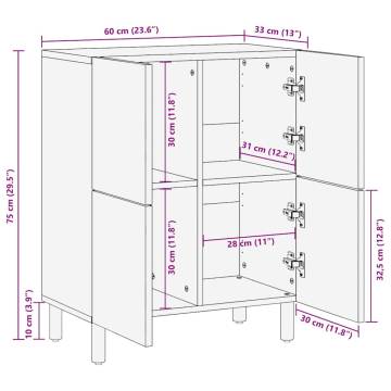 Brown Solid Wood Mango Sideboard - 60x33x75 cm | HipoMarket