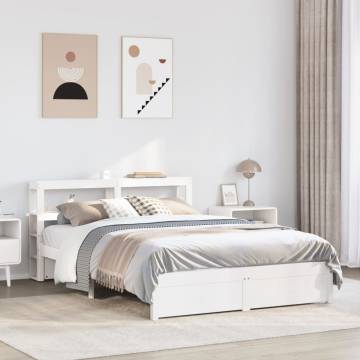 White Bed Frame with Headboard 140x190 cm - HipoMarket