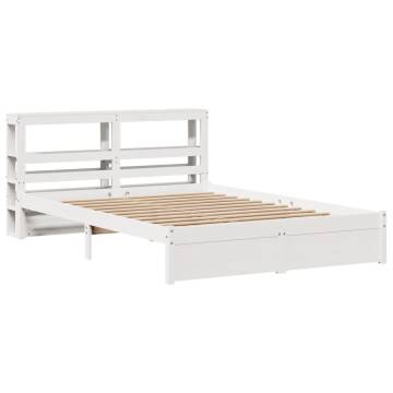 White Bed Frame with Headboard 140x190 cm - HipoMarket