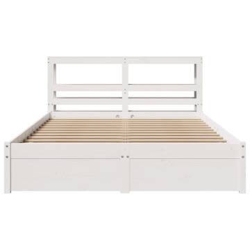 White Bed Frame with Headboard 140x190 cm - HipoMarket