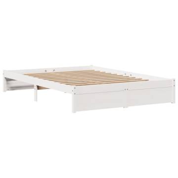 White Bed Frame with Headboard 140x190 cm - HipoMarket