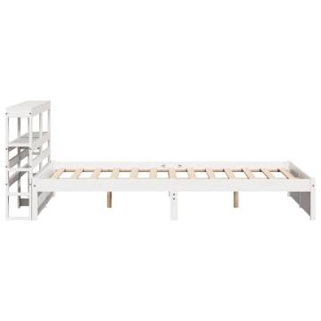 White Bed Frame with Headboard 140x190 cm - HipoMarket