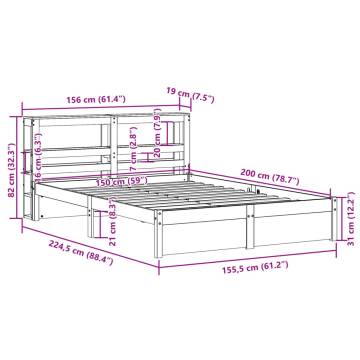 150x200 cm King Size Bed Frame with Headboard - HipoMarket