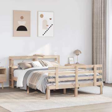 Stylish Double Bed Frame with Headboard - 135x190 cm