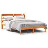 Wax Brown Double Bed Frame with Headboard - 135x190 cm