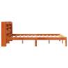 Wax Brown Double Bed Frame with Headboard - 135x190 cm