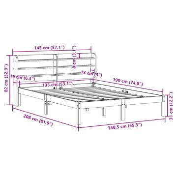 Wax Brown Double Bed Frame with Headboard - 135x190 cm