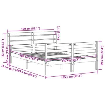 Wooden Bed Frame with Headboard 140x200 cm - Hipo Market