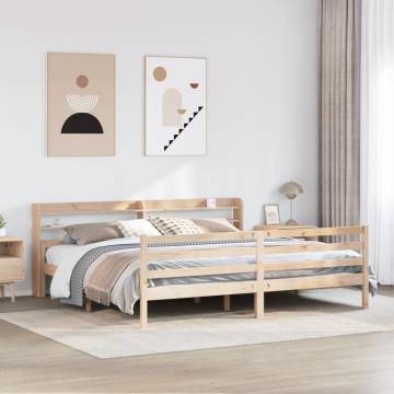 Wooden Bed Frame with Headboard 200x200 cm - Hipomarket UK