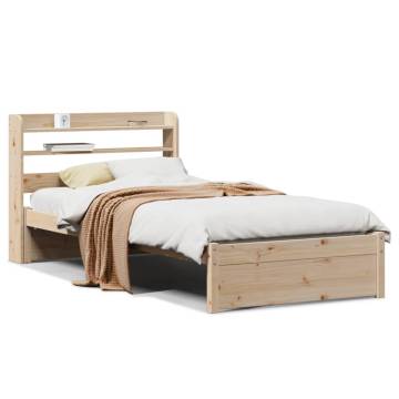 Wooden Bed Frame with Headboard 75x190 cm - Sleek & Sturdy