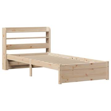 Wooden Bed Frame with Headboard 75x190 cm - Sleek & Sturdy