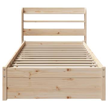 Wooden Bed Frame with Headboard 75x190 cm - Sleek & Sturdy