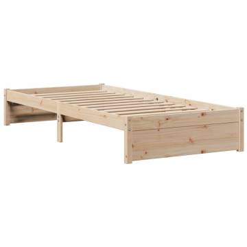 Wooden Bed Frame with Headboard 75x190 cm - Sleek & Sturdy