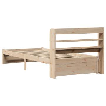 Wooden Bed Frame with Headboard 75x190 cm - Sleek & Sturdy