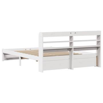 White Bed Frame with Headboard (160x200 cm) | Hipomarket