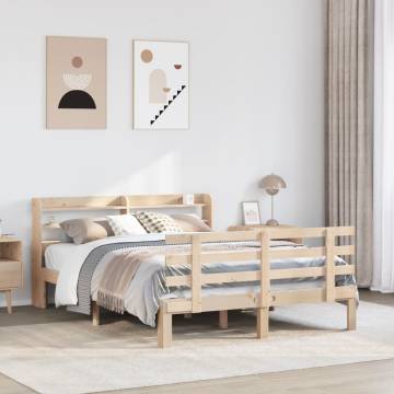 Stylish Wooden Bed Frame with Headboard - 140x190 cm