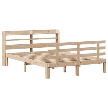 Stylish Wooden Bed Frame with Headboard - 140x190 cm