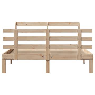 Stylish Wooden Bed Frame with Headboard - 140x190 cm