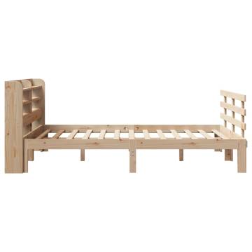 Stylish Wooden Bed Frame with Headboard - 140x190 cm