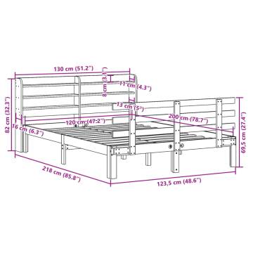 Wooden Bed Frame with Headboard 120x200 cm - Hipomarket