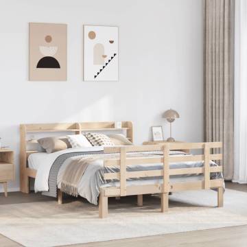 Wooden Bed Frame with Headboard - 140x200 cm | Hipo Market