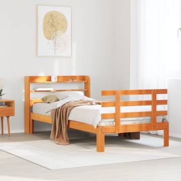 Wax Brown Bed Frame with Headboard 90x190 cm - Hipomarket