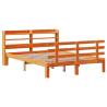 Bed Frame with Headboard - Wax Brown 135x190 cm Double