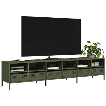 Olive Green TV Cabinet - 202x39x43.5 cm Cold-Rolled Steel