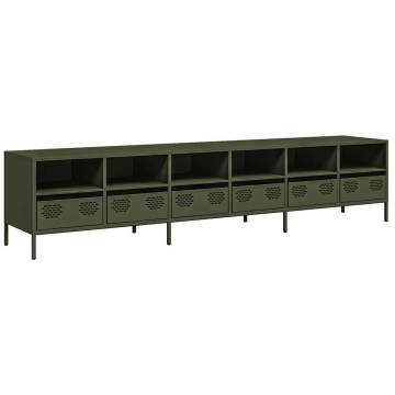 Olive Green TV Cabinet - 202x39x43.5 cm Cold-Rolled Steel