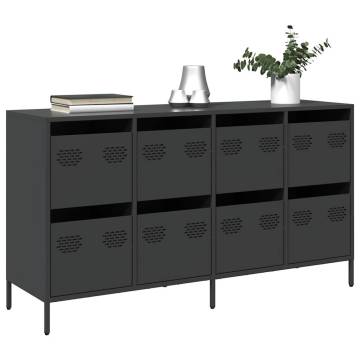 Stylish Black Sideboard 135x39 cm - Durable Cold-Rolled Steel