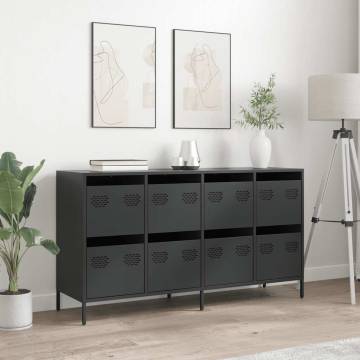 Stylish Black Sideboard 135x39 cm - Durable Cold-Rolled Steel