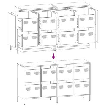 Stylish Black Sideboard 135x39 cm - Durable Cold-Rolled Steel