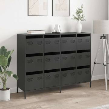 Stylish Black Sideboard - 135x39x103.5 cm Cold-rolled Steel