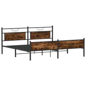 Stylish Metal Bed Frame in Smoked Oak - 183x213 cm