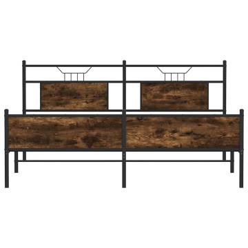 Stylish Metal Bed Frame in Smoked Oak - 183x213 cm