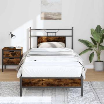 Smoked Oak Bed Frame 90x200 cm - No Mattress Included