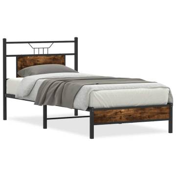 Smoked Oak Bed Frame 90x200 cm - No Mattress Included