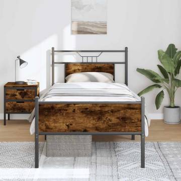 Smoked Oak Bed Frame 90x200 cm - Stylish & Durable