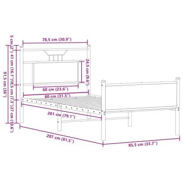 Sonoma Oak Bed Frame 80x200 cm - Stylish & Functional