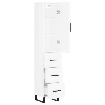 Stylish Highboard High Gloss White - 34.5x34x180 cm