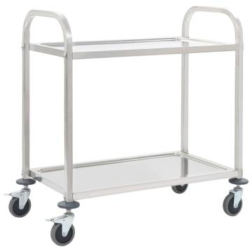 2-Tier Stainless Steel Kitchen Trolley - 96.5x55x90 cm