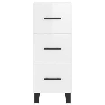 Stylish Highboard High Gloss White - 34.5x34x180 cm