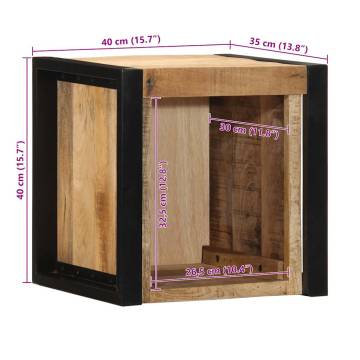 Bedside Cabinet 40x35x40 cm Solid Rough Wood Mango - Hipo Market