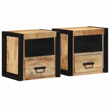 Stylish Bedside Cabinets 2 pcs - Solid Mango Wood - 40x35x40cm